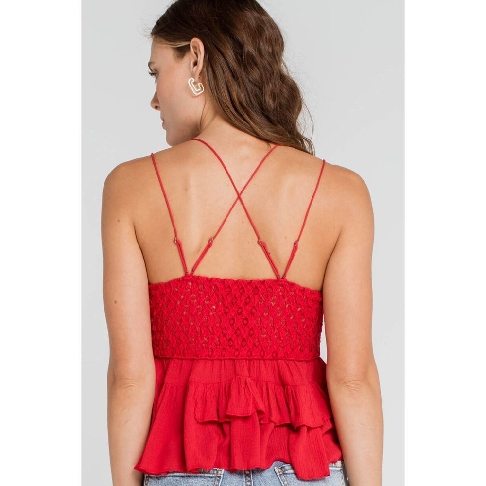 NWT Free People‎ Adella Cami in Cherry Red Size XS - Picture 3 of 8
